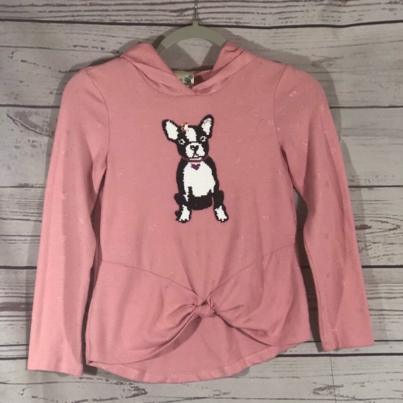 Kid’s Pullover With Sequined French Bulldog & Faux Front Tie - Picture 3 of 13
